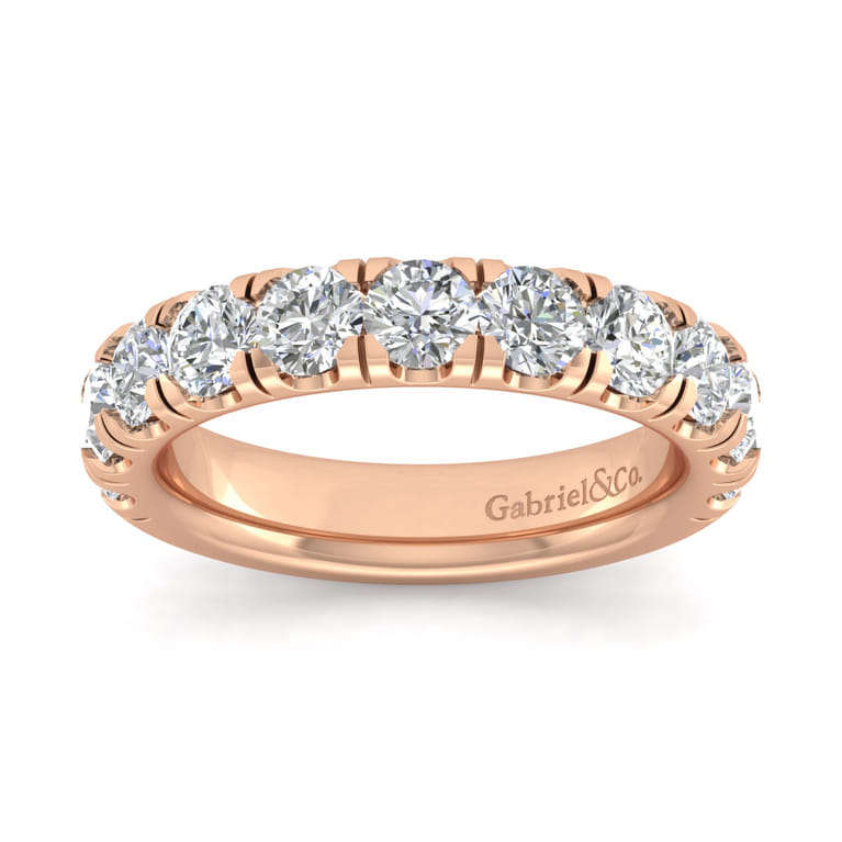 Straight Wedding Ring in 14k Rose Gold with Round Natural Diamond at Gabriel & Co. - Shot 5