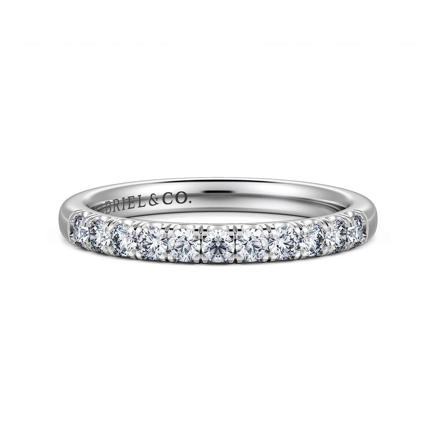 Portofino - 14K White Gold 11 Stone French Pave Diamond Anniversary Band