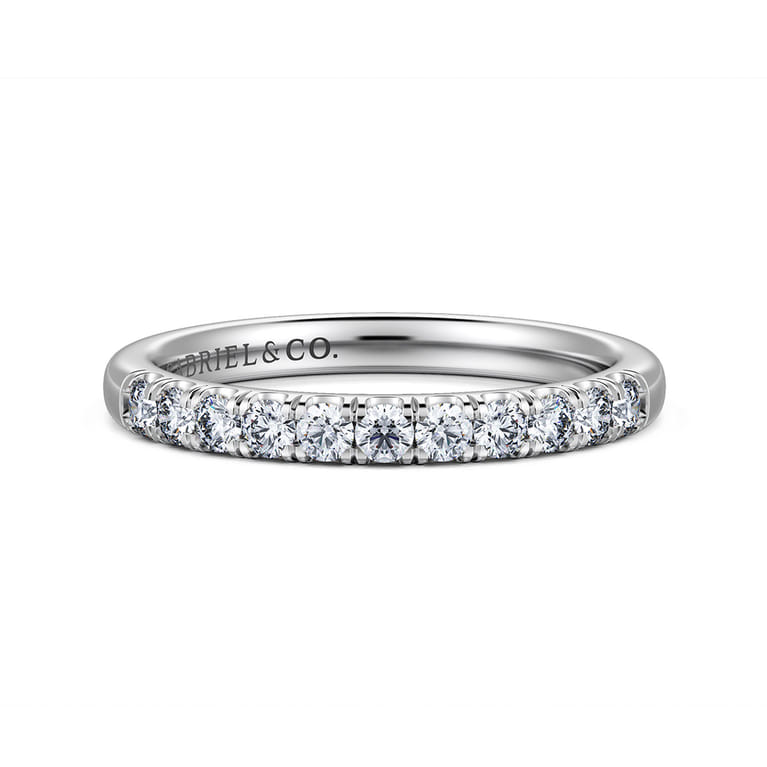 Straight Wedding Ring in 14k White Gold with Round Natural Diamond at Gabriel & Co. - Shot 1