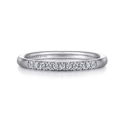 Portofino - 14K White Gold 11 Stone French Pave Diamond Wedding Band