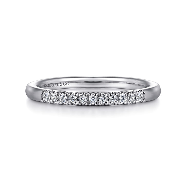 Straight Wedding Ring in 14k White Gold with Round Natural Diamond at Gabriel & Co. - Shot 1