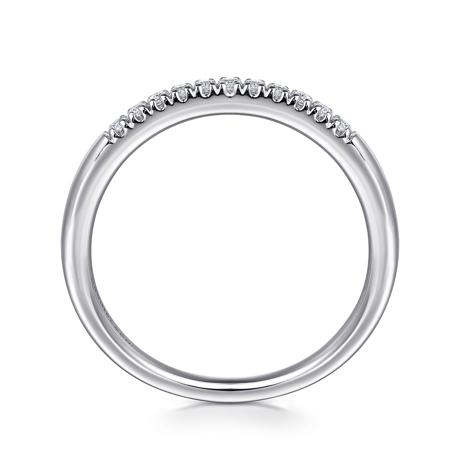 Straight Wedding Ring in 14k White Gold with Round Natural Diamond at Gabriel & Co. - Shot 2
