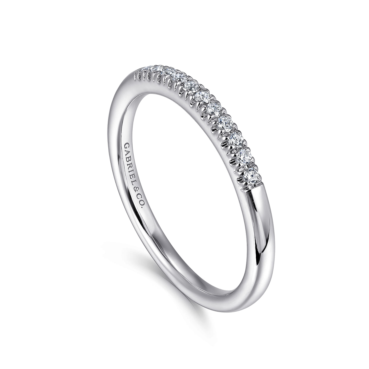 Straight Wedding Ring in 14k White Gold with Round Natural Diamond at Gabriel & Co. - Shot 3