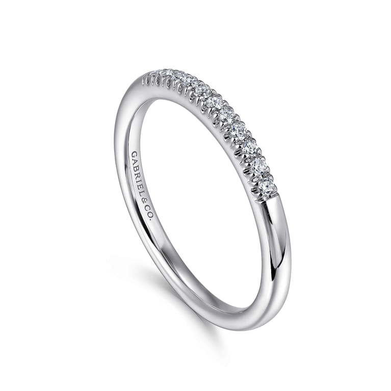 Straight Wedding Ring in 14k White Gold with Round Natural Diamond at Gabriel & Co. - Shot 3