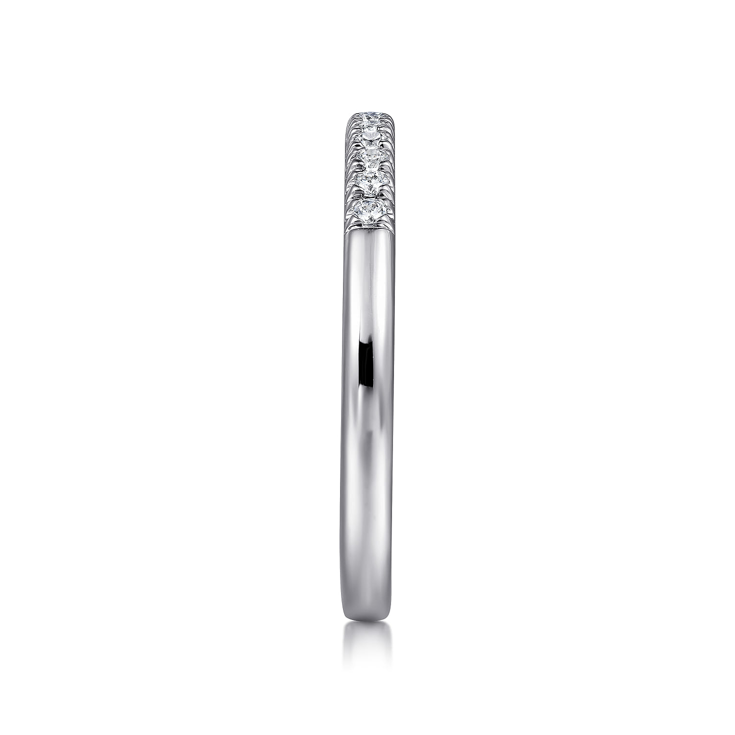 Straight Wedding Ring in 14k White Gold with Round Natural Diamond at Gabriel & Co. - Shot 4