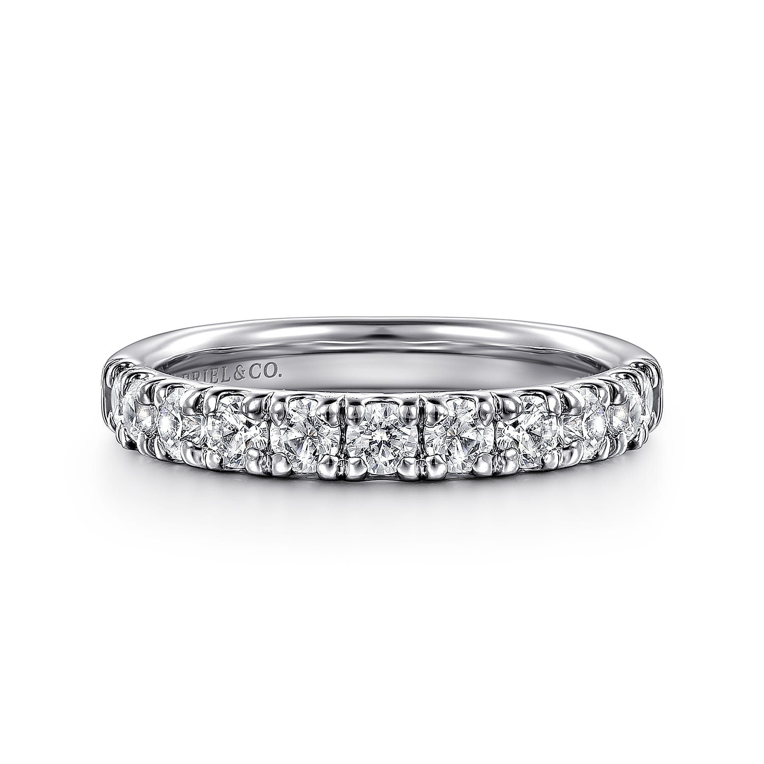 Straight Wedding Ring in 14k White Gold with Round Natural Diamond at Gabriel & Co. - Shot 1