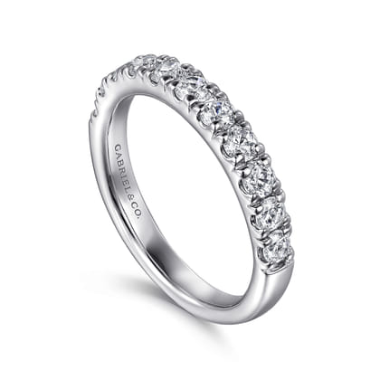 Portofino - 14K White Gold 11 Stone French Pave Diamond Wedding Band