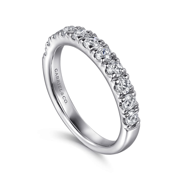 Straight Wedding Ring in 14k White Gold with Round Natural Diamond at Gabriel & Co. - Shot 3