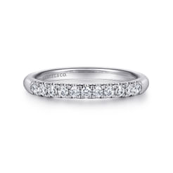 Portofino - 14K White Gold 11 Stone French Pave Diamond Wedding Band