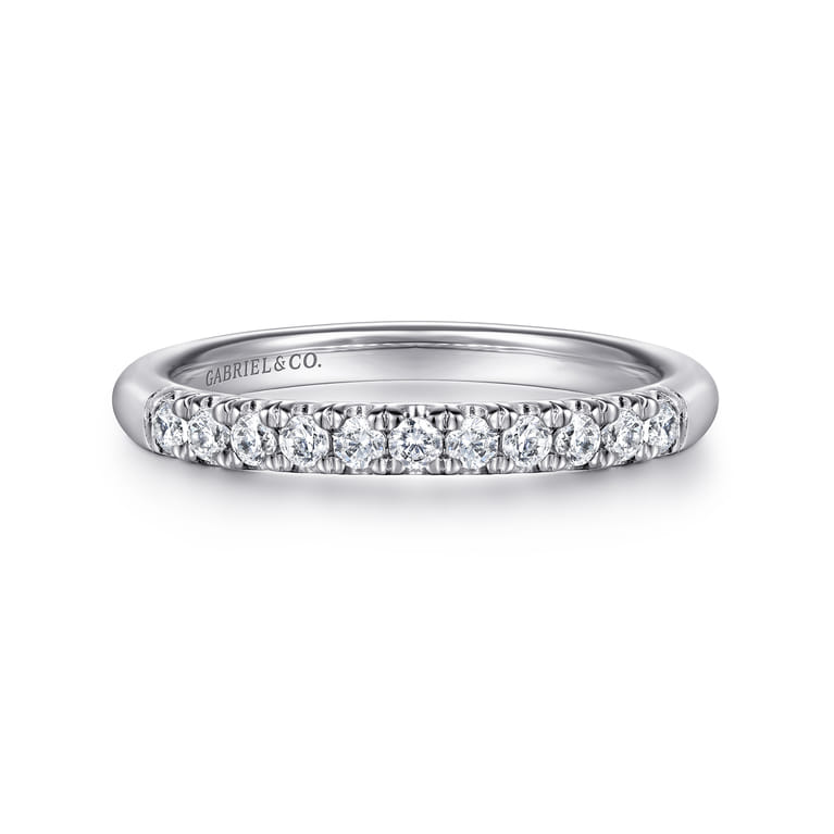 Straight Wedding Ring in 14k White Gold with Round Natural Diamond at Gabriel & Co. - Shot 1