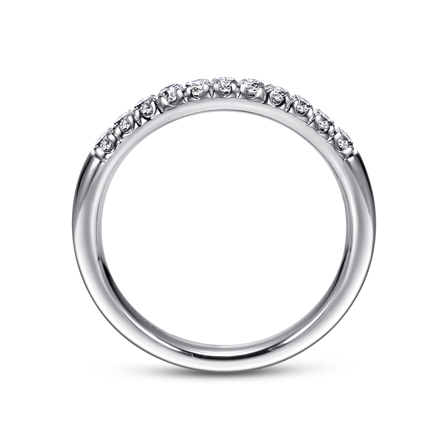Straight Wedding Ring in 14k White Gold with Round Natural Diamond at Gabriel & Co. - Shot 2