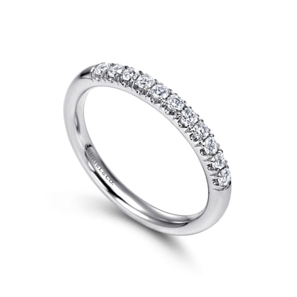 Portofino - 14K White Gold 11 Stone French Pave Diamond Wedding Band