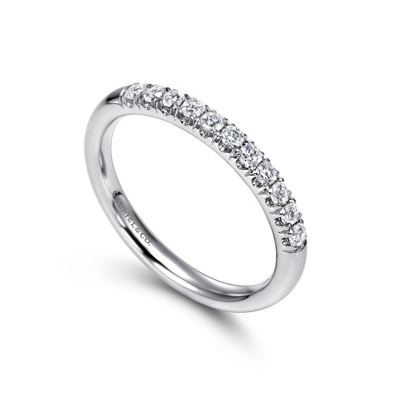 Straight Wedding Ring in 14k White Gold with Round Natural Diamond at Gabriel & Co. - Shot 3