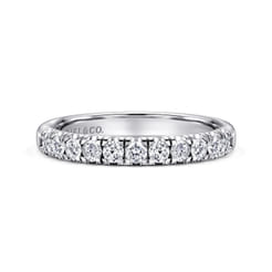 Portofino - 14K White Gold 11 Stone French Pave Diamond Wedding Band