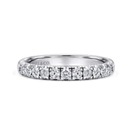 Portofino - 14K White Gold 11 Stone French Pave Diamond Wedding Band