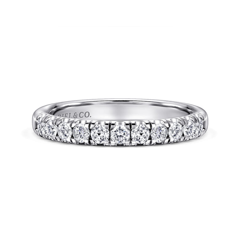Straight Wedding Ring in 14k White Gold with Round Natural Diamond at Gabriel & Co. - Shot 1