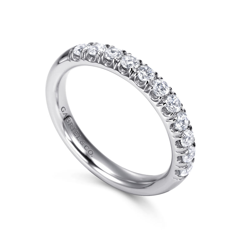 Straight Wedding Ring in 14k White Gold with Round Natural Diamond at Gabriel & Co. - Shot 3