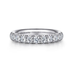 Portofino - 14K White Gold 11 Stone French Pave Diamond Wedding Band