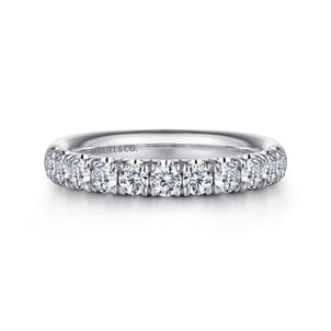 Portofino - 14K White Gold 11 Stone French Pave Diamond Wedding Band