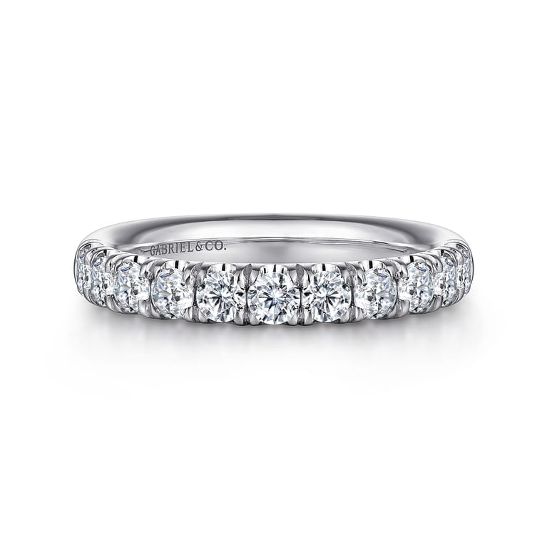 Straight Wedding Ring in 14k White Gold with Round Natural Diamond at Gabriel & Co. - Shot 1