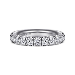 Portofino - 14K White Gold 11 Stone French Pave Diamond Wedding Band