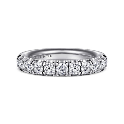 Portofino - 14K White Gold 11 Stone French Pave Diamond Wedding Band
