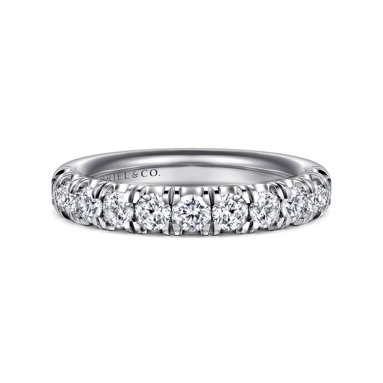 Straight Wedding Ring in 14k White Gold with Round Natural Diamond at Gabriel & Co. - Shot 1
