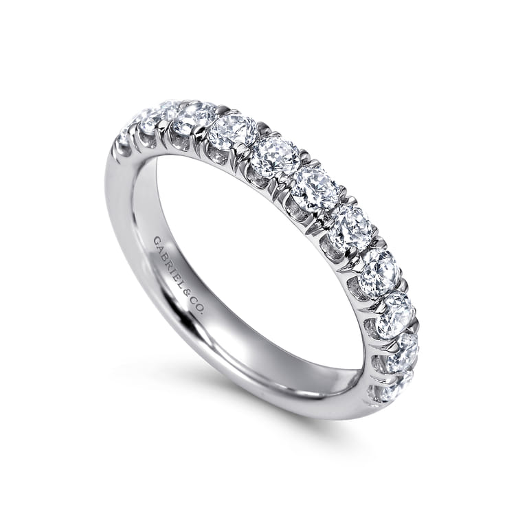 Straight Wedding Ring in 14k White Gold with Round Natural Diamond at Gabriel & Co. - Shot 3