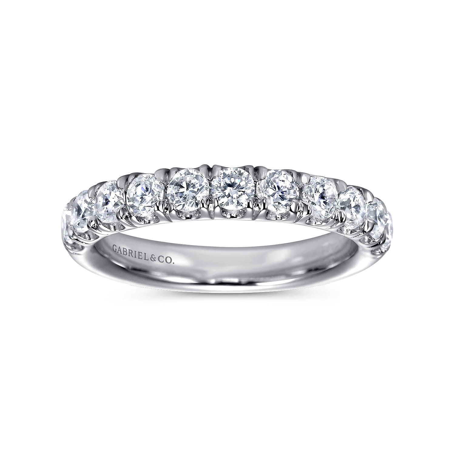 Straight Wedding Ring in 14k White Gold with Round Natural Diamond at Gabriel & Co. - Shot 4