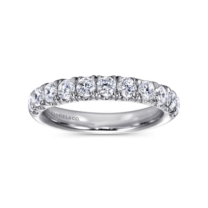 Portofino - 14K White Gold 11 Stone French Pave Diamond Wedding Band