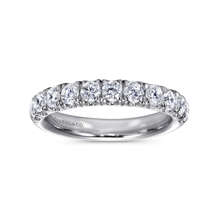 Straight Wedding Ring in 14k White Gold with Round Natural Diamond at Gabriel & Co. - Shot 4