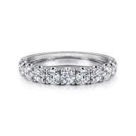 Portofino - 14K White Gold 11 Stone French Pave Set Diamond Wedding Band