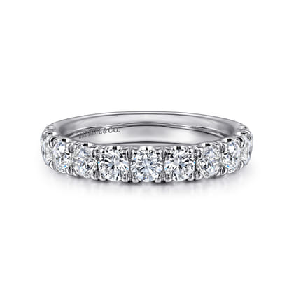 Portofino - 14K White Gold 11 Stone French Pave Set Diamond Wedding Band