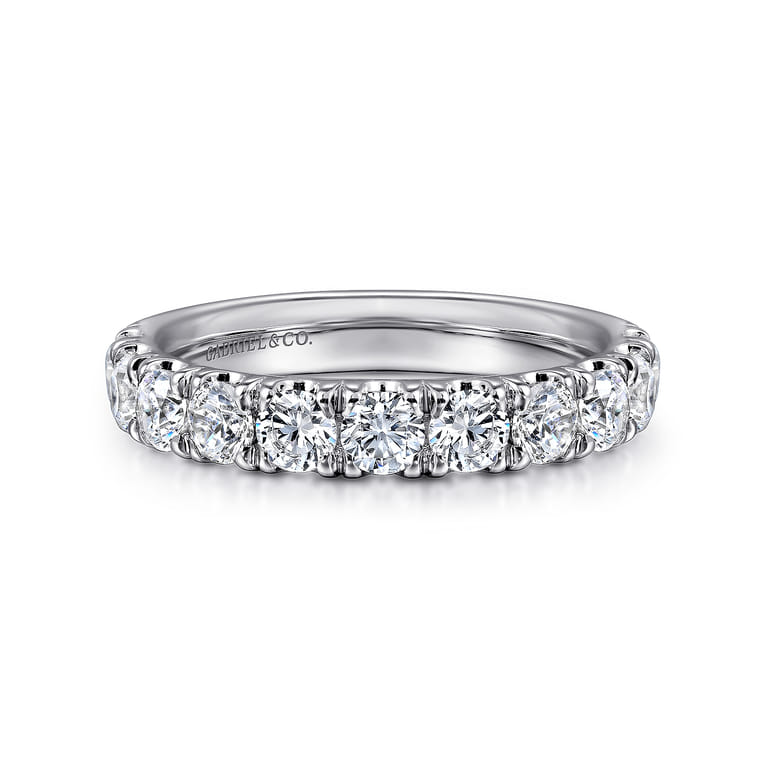 Straight Wedding Ring in 14k White Gold with Round Natural Diamond at Gabriel & Co. - Shot 1