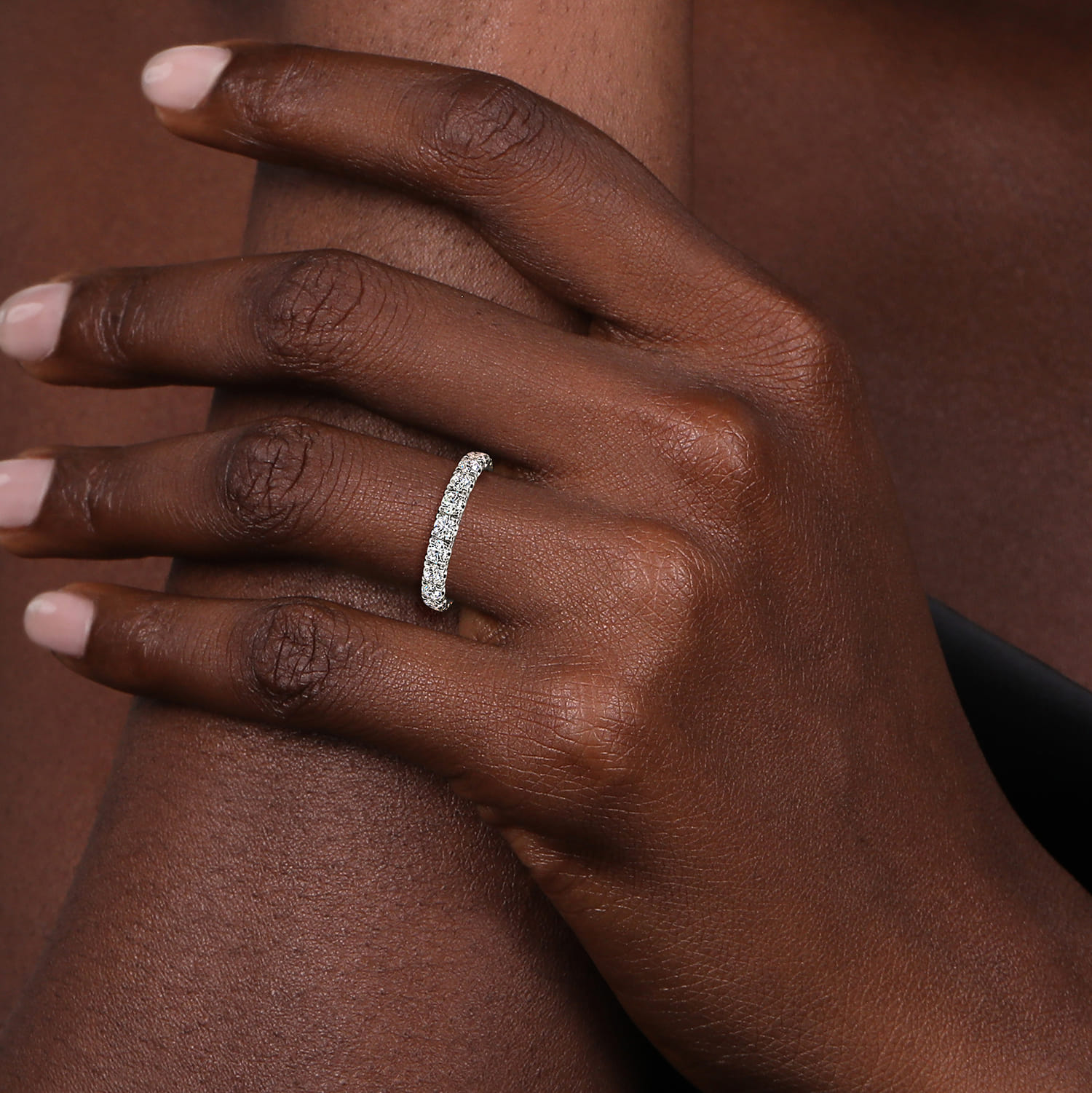 Straight Wedding Ring in 14k White Gold with Round Natural Diamond at Gabriel & Co. - Shot 5