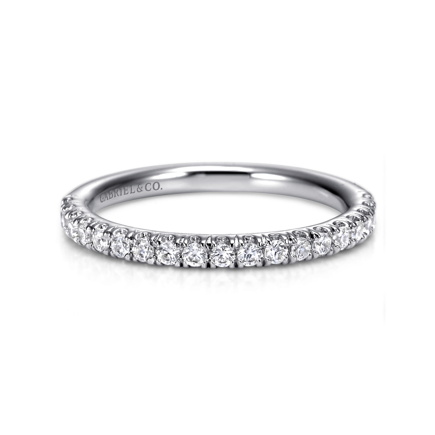 Straight Wedding Ring in 14k White Gold with Round Natural Diamond at Gabriel & Co. - Shot 1