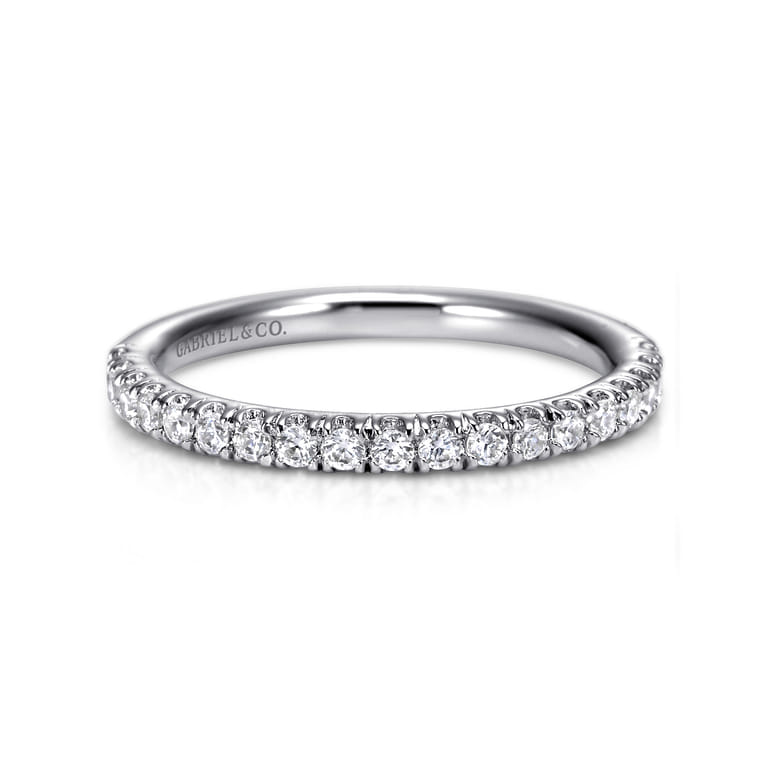 Straight Wedding Ring in 14k White Gold with Round Natural Diamond at Gabriel & Co. - Shot 1