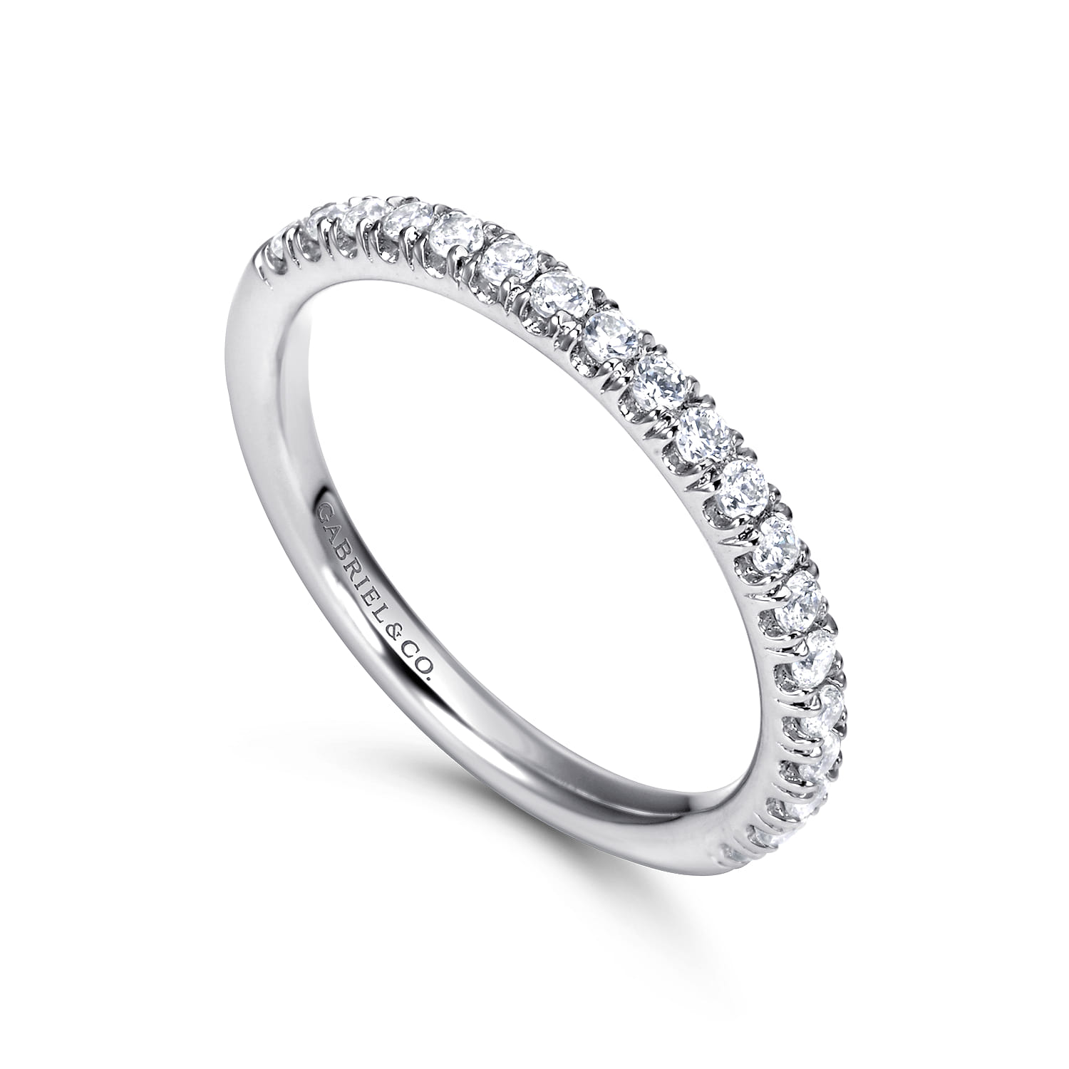 Straight Wedding Ring in 14k White Gold with Round Natural Diamond at Gabriel & Co. - Shot 3
