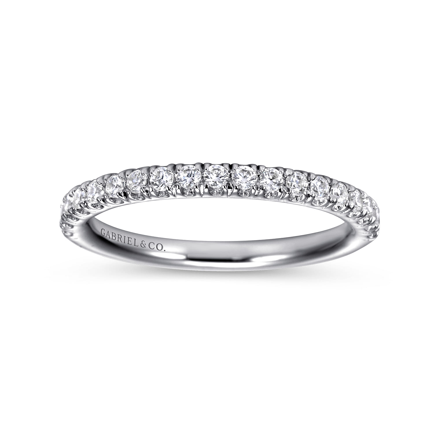 Straight Wedding Ring in 14k White Gold with Round Natural Diamond at Gabriel & Co. - Shot 4