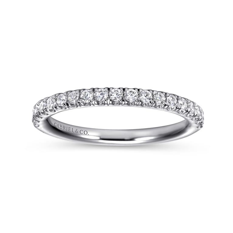 Straight Wedding Ring in 14k White Gold with Round Natural Diamond at Gabriel & Co. - Shot 4