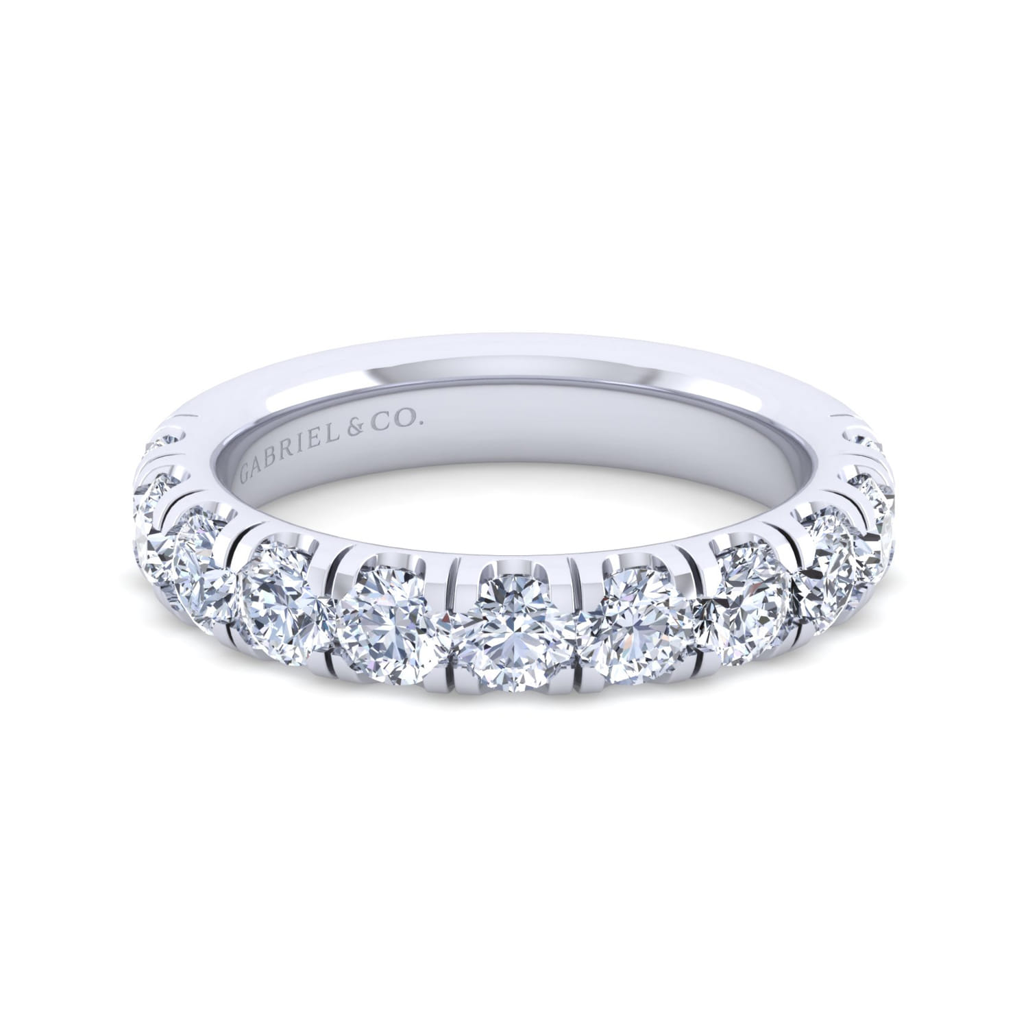 Straight Wedding Ring in 14k White Gold with Round Natural Diamond at Gabriel & Co. - Shot 1