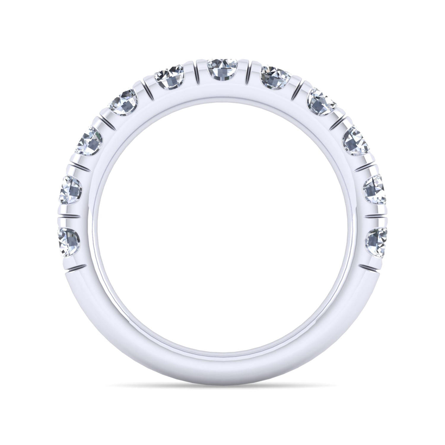 Straight Wedding Ring in 14k White Gold with Round Natural Diamond at Gabriel & Co. - Shot 2