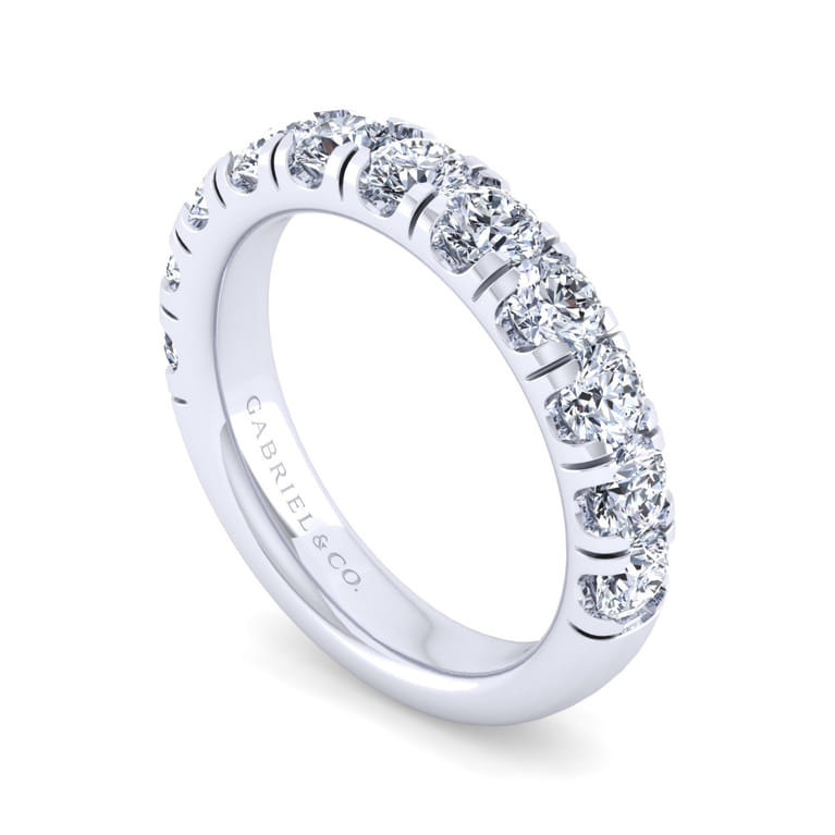 Straight Wedding Ring in 14k White Gold with Round Natural Diamond at Gabriel & Co. - Shot 3