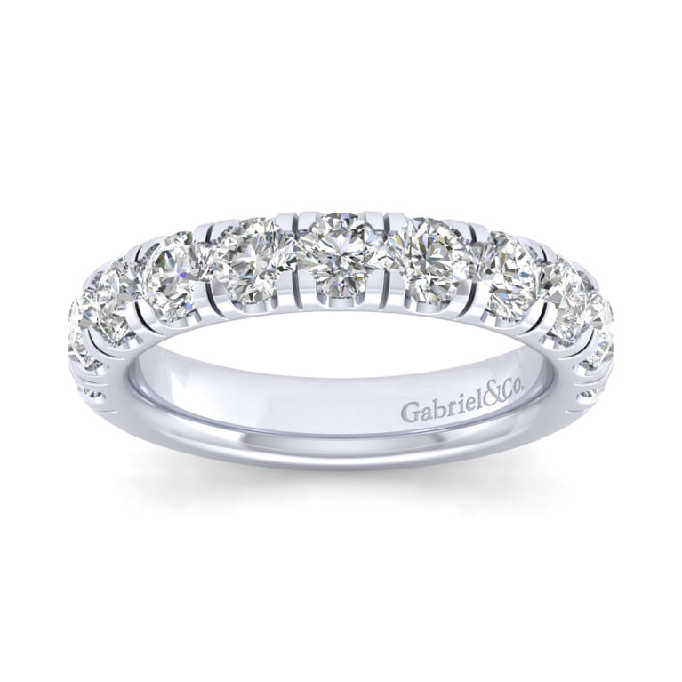Straight Wedding Ring in 14k White Gold with Round Natural Diamond at Gabriel & Co. - Shot 5