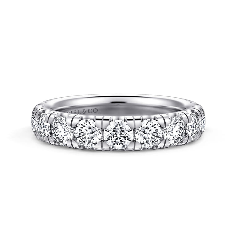 Straight Wedding Ring in 14k White Gold with Round Natural Diamond at Gabriel & Co. - Shot 1