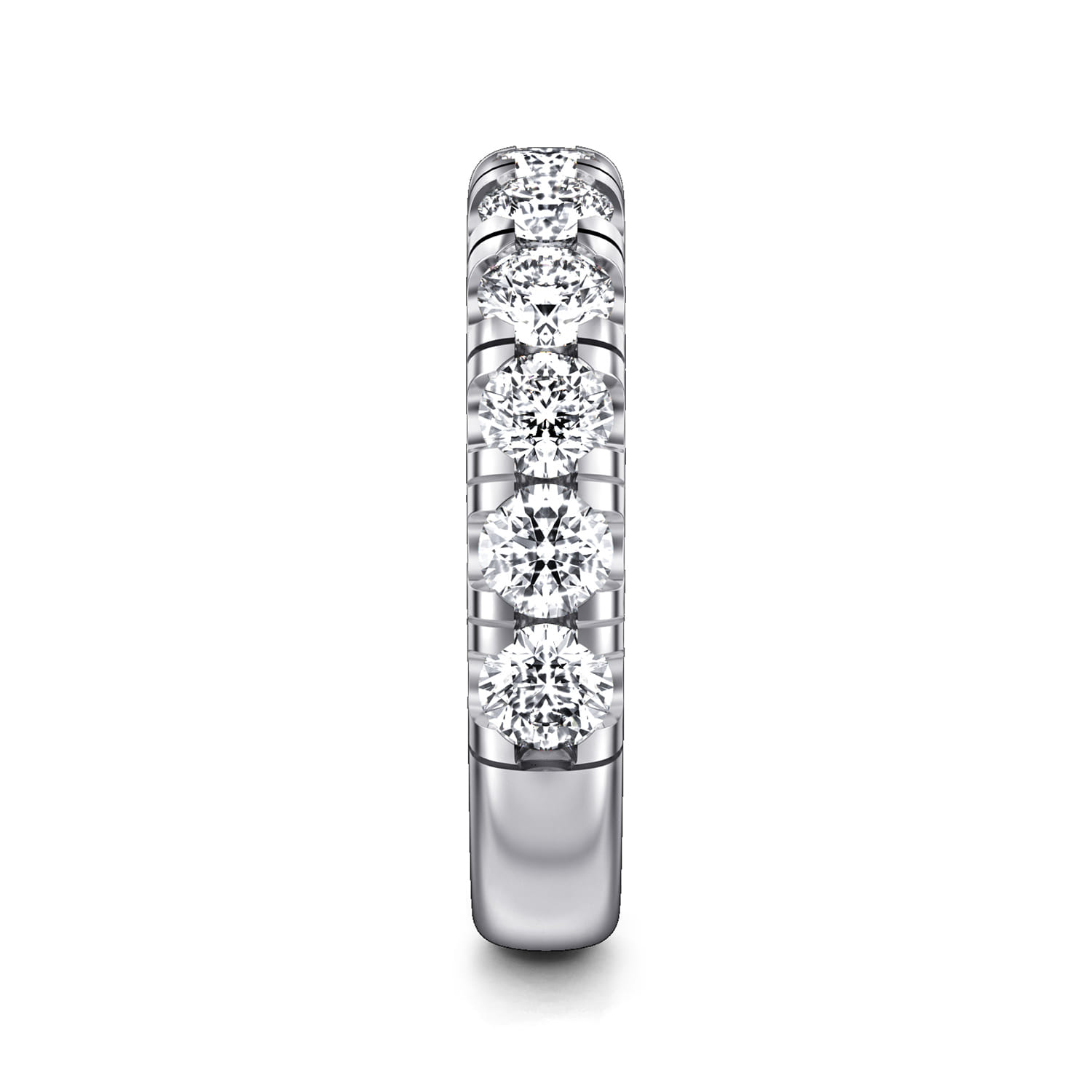 Straight Wedding Ring in 14k White Gold with Round Natural Diamond at Gabriel & Co. - Shot 4