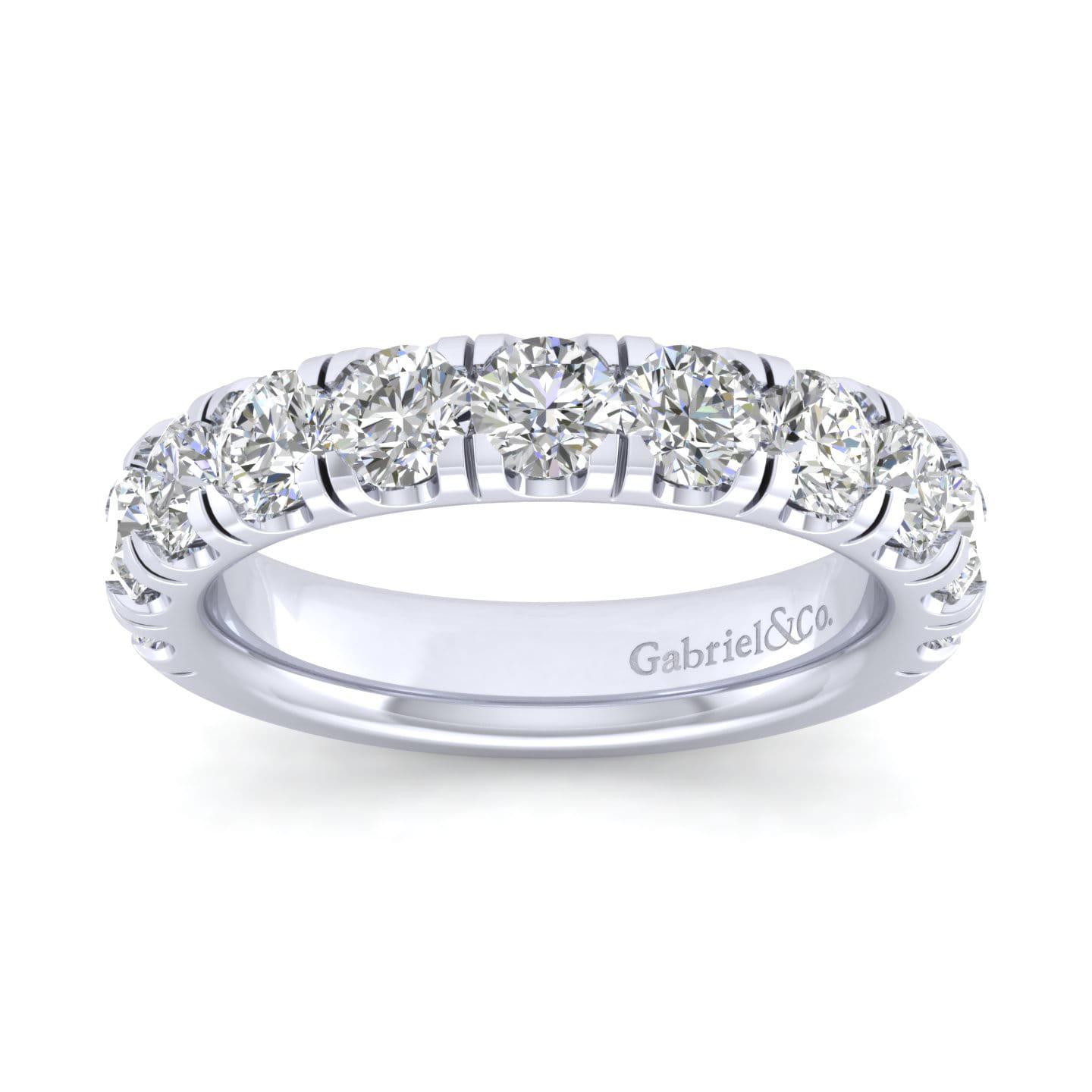 Straight Wedding Ring in 14k White Gold with Round Natural Diamond at Gabriel & Co. - Shot 5
