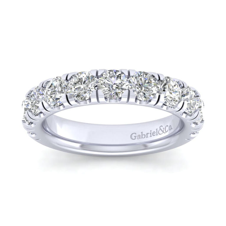 Straight Wedding Ring in 14k White Gold with Round Natural Diamond at Gabriel & Co. - Shot 5