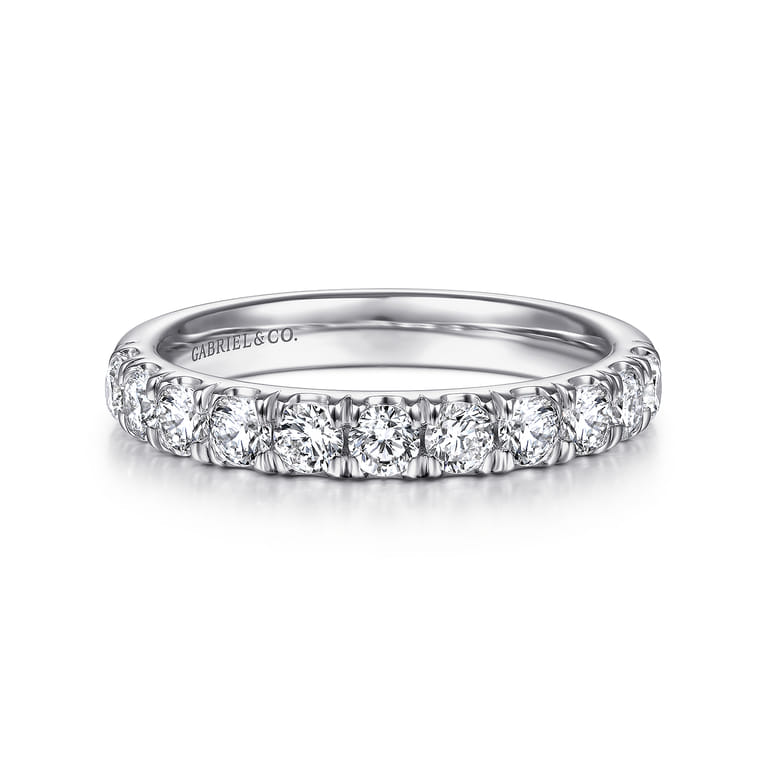 Straight Wedding Ring in 14k White Gold with Round Natural Diamond at Gabriel & Co. - Shot 1