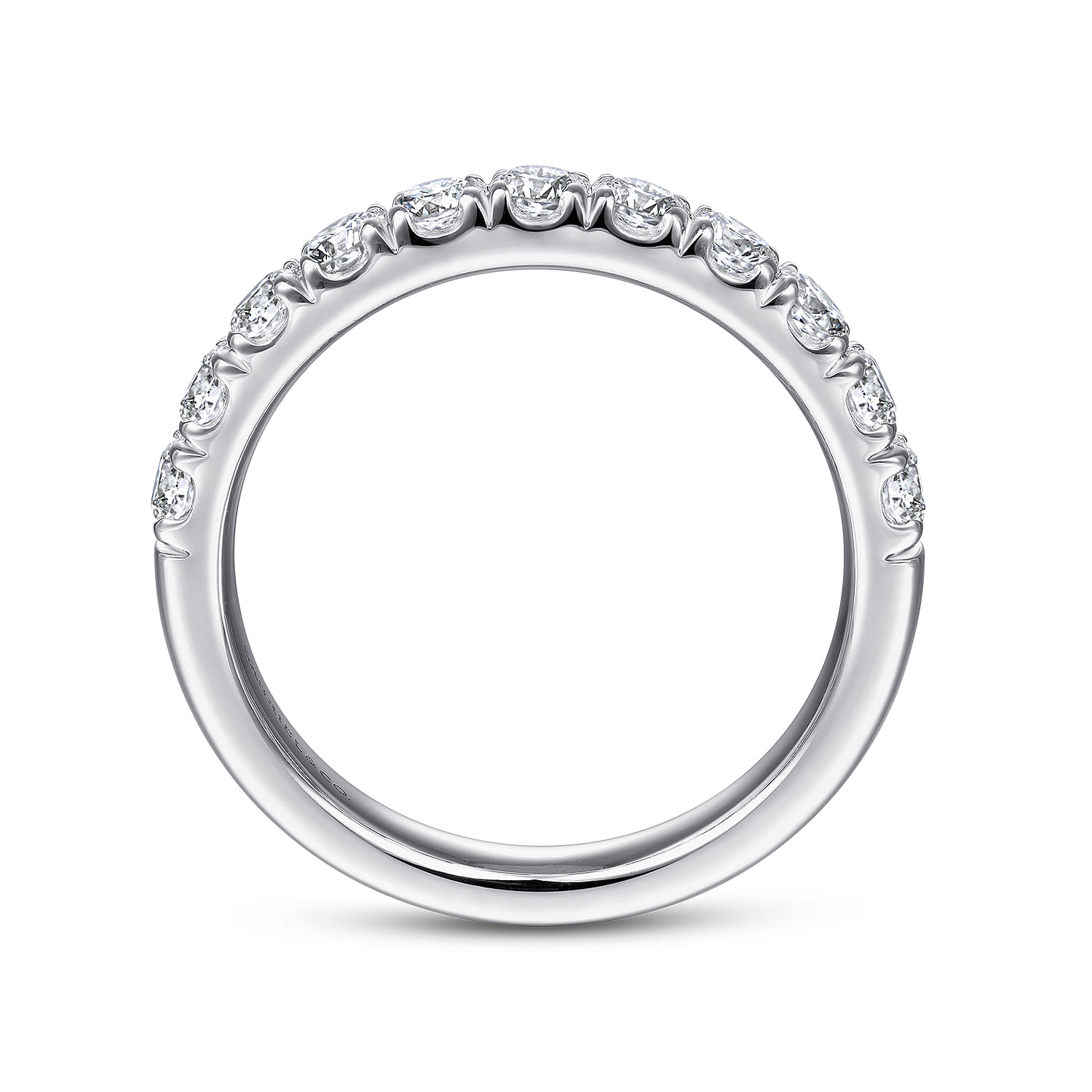 Straight Wedding Ring in 14k White Gold with Round Natural Diamond at Gabriel & Co. - Shot 2